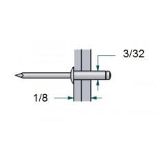 Remache cabeza de domo, diámetro 3/32'' y Rango de agarre 0 a 1/8'' ref: REMD32AL Fabricante: 