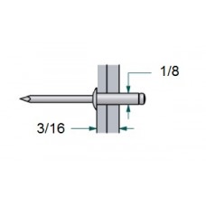 Remache cabeza de domo, diámetro 1/8'' y Rango de agarre 1/8'' a 3/16'' ref: REMD43AL Fabricante: 