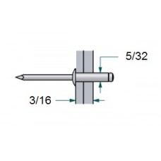 Remache cabeza de domo, diámetro 5/32'' y Rango de agarre 1/8'' a 3/16'' ref: REMD53AL Fabricante: 