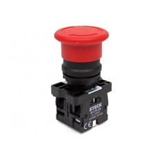 Pulsador de emergencia tipo hongo rojo STECK plástico 22,5mm 1NC 600Vac ref: SLMFN1R401 Fabricante: STECK